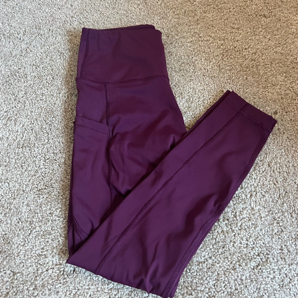 90° burgundy ankle length leggings